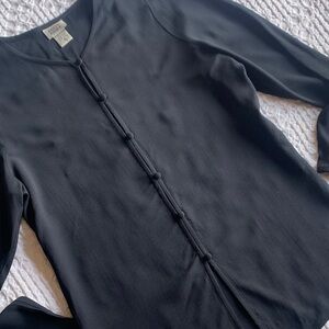 Eileen Fisher Black Toggled Buttons Silk Top